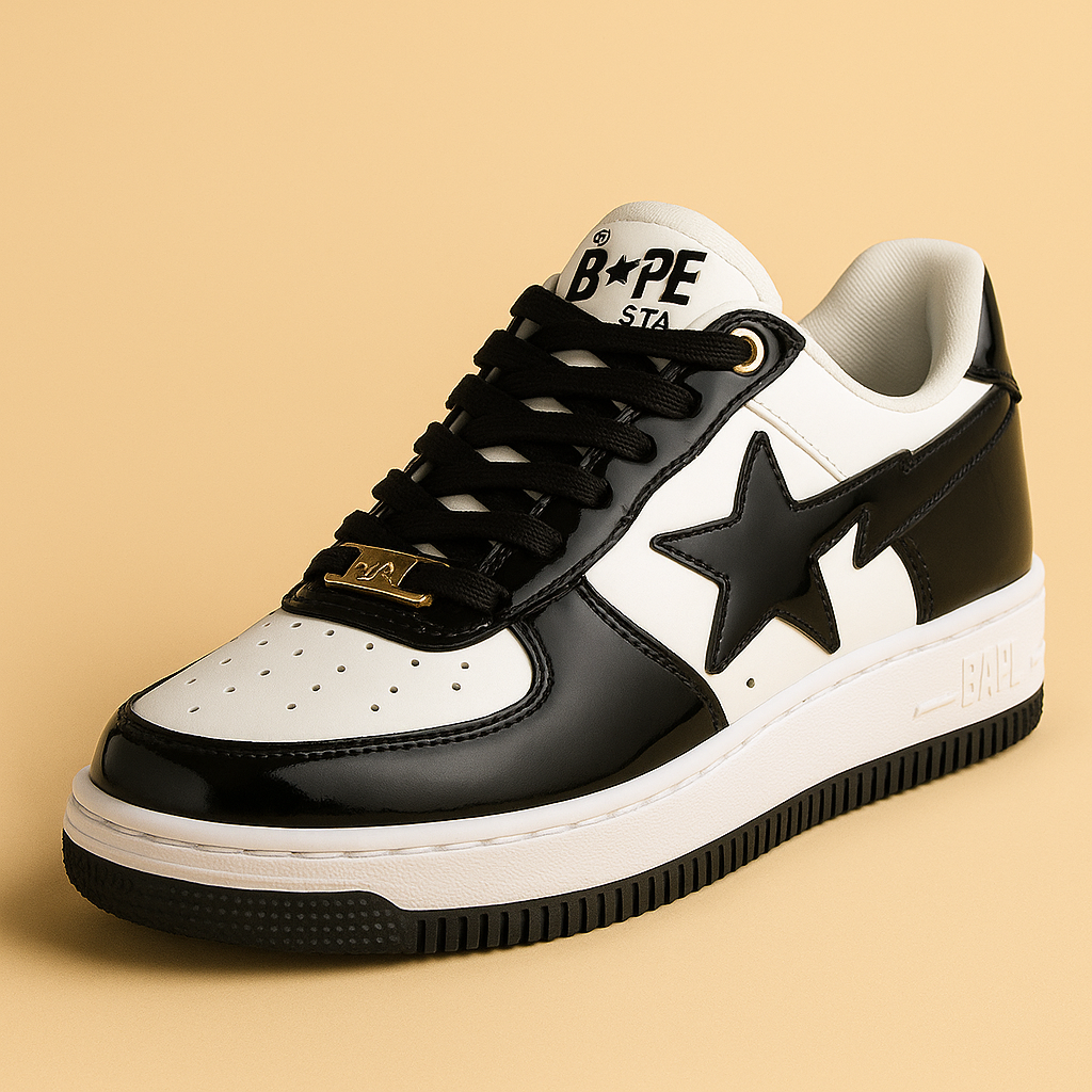 BAPE STA Siyah Beyaz Kadın Sneakers