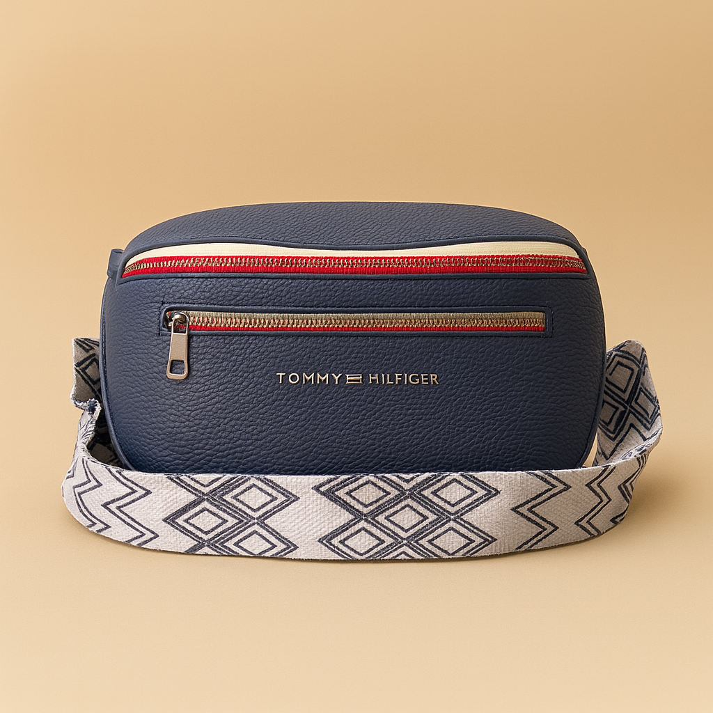 Tommy Hilfiger Lacivert Dokulu Bel Çantası