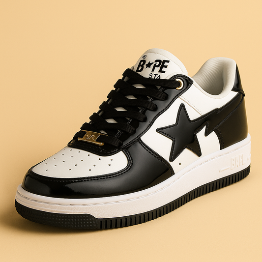 BAPE STA Siyah Beyaz Kadın Sneakers