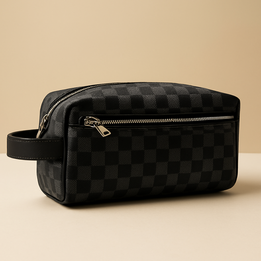 Damier Desenli Erkek Tıraş & Bakım Çantası