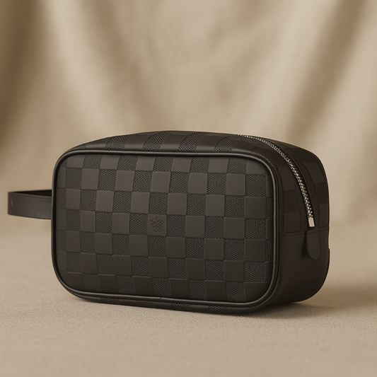 Damier Desenli Kompakt Erkek Tıraş & Aksesuar Çantası