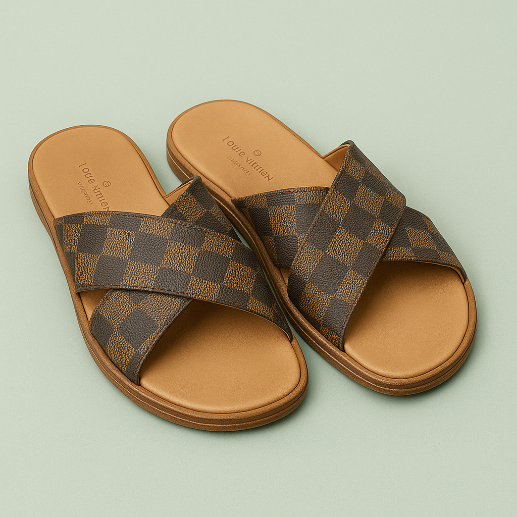 Louis Vuitton Kadın Terlik – Çapraz Bant Kahverengi