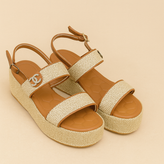 Chanel Hasır Taban Bej Sandalet