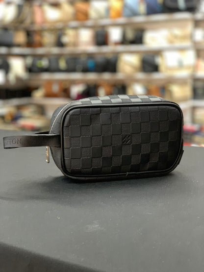 Damier Desenli Kompakt Erkek Tıraş & Aksesuar Çantası