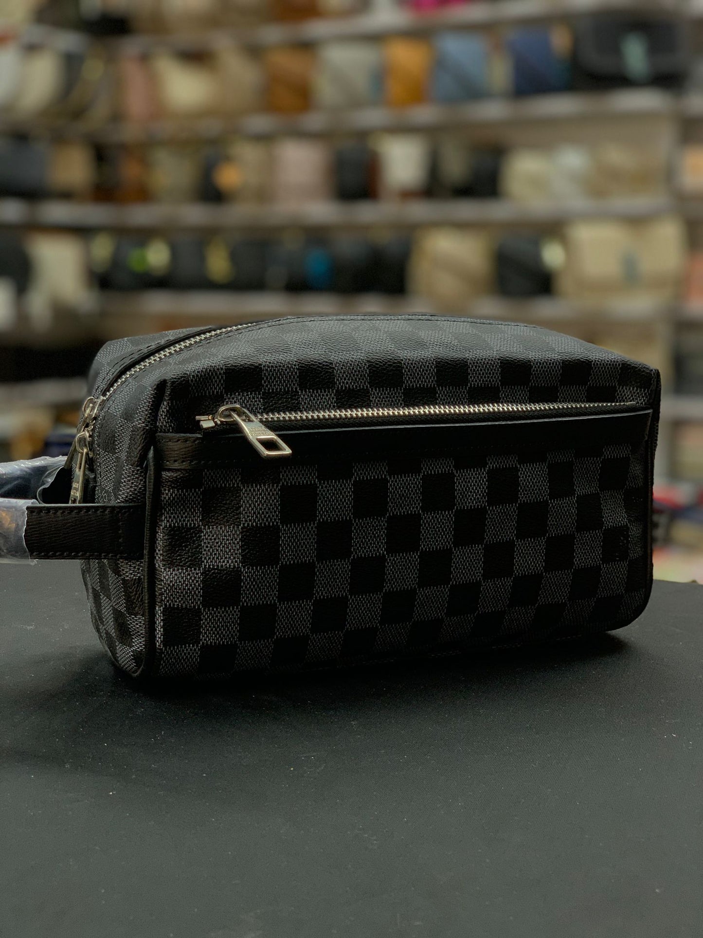 Damier Desenli Erkek Tıraş & Bakım Çantası