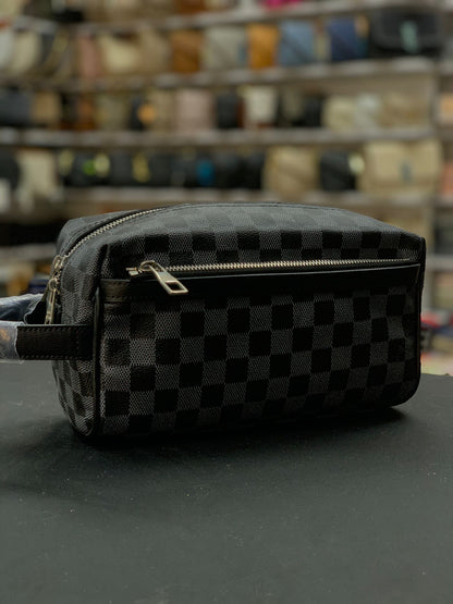 Damier Desenli Erkek Tıraş & Bakım Çantası